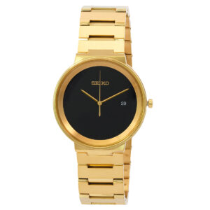 seiko essentials quartz black dial men's watch sur488