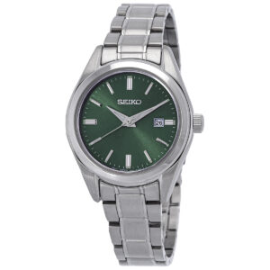 seiko essentials quartz green dial ladies watch sur533
