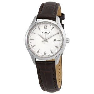seiko essentials noble quartz silver dial ladies watch sur427