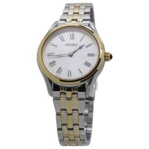 seiko quartz white dial two tone ladies watch swr070p1