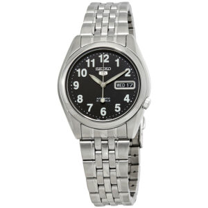 seiko series 5 automatic black dial men's watch snk381