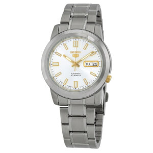 seiko series 5 automatic date day silver dial men's watch snkk09j1