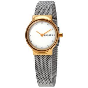 skagen freja white dial stainless steel mesh ladies watch skw2666