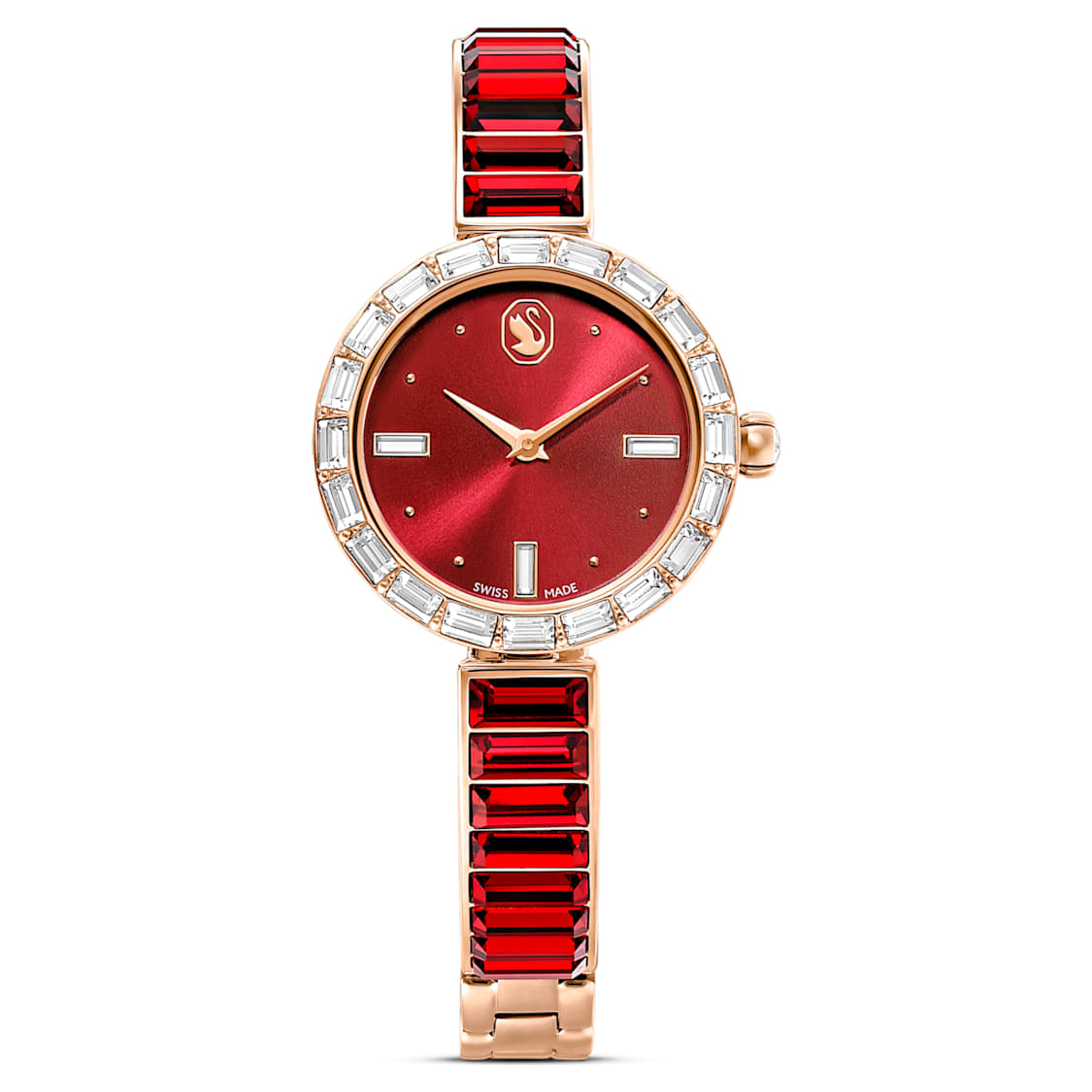 swarovski matrix bangle quartz crystal red dial ladies watch 5690811 swarovski matrix bangle quartz crystal red dial ladies watch 5690811