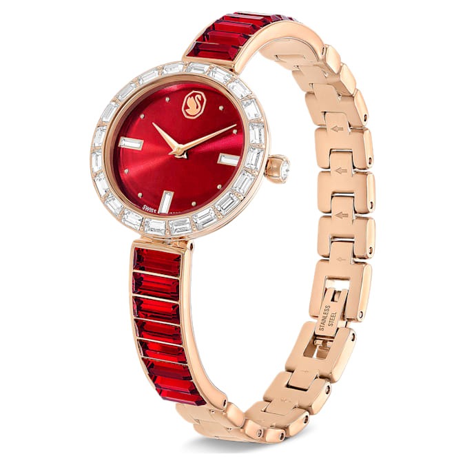 swarovski matrix bangle quartz crystal red dial ladies watch 5690811 swarovski matrix bangle quartz crystal red dial ladies watch 5690811