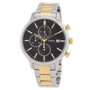timex chicago chronograph quartz blue dial two tone men's watch tw2w13300