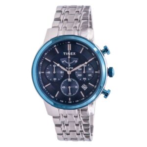 timex classic chronograph quartz blue dial men's watch tw2t23500