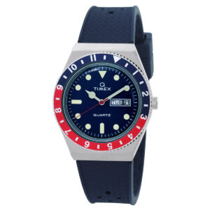 timex q timex quartz blue dial pepsi bezel men's watch tw2v32100