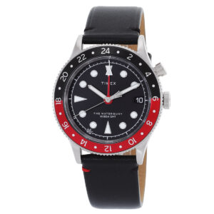 timex waterbury traditional gmt quartz black dial coke bezel men's watch tw2w22800