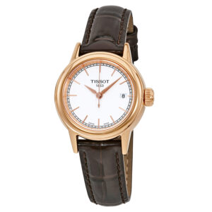 tissot carson white dial brown leather ladies watch t0852103601100