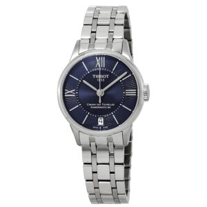 tissot chemin des tourelles automatic blue dial ladies watch t099.207.11.048.00