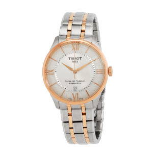 tissot chemin des tourelles automatic silver dial two tone men's watch t1398072203800