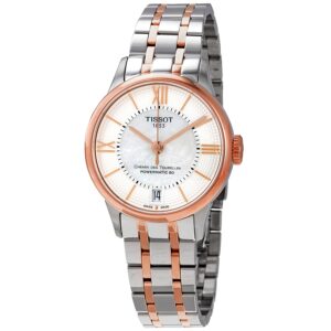 tissot chemin des tourelles automatic mother of pearl dial ladies watch t099.207.22.118.02