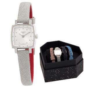 tissot lovely square festive kit quartz diamond silver dial ladies watch t0581091703602