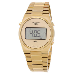 tissot prx digital quartz gold dial men's watch t1372633302000