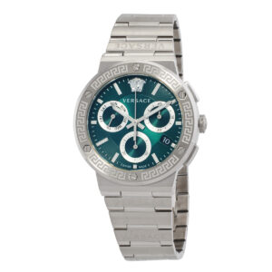 versace chronograph quartz green dial men's watch vez900121