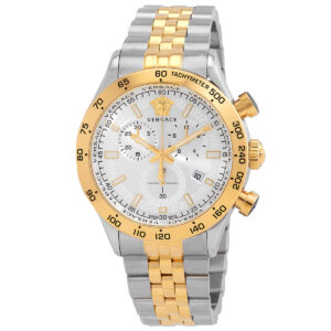 versace chronograph quartz silver dial men's watch ve2u00422