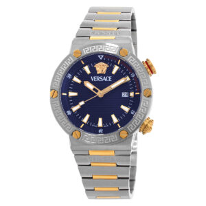 versace greca logo quartz blue dial men's watch ve8g00424