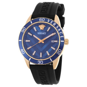 versace greca urban quartz blue dial men's watch veyca0224