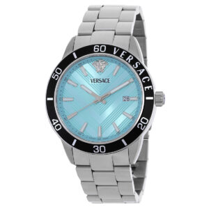 versace greca urban quartz turquoise dial men's watch veyca0324