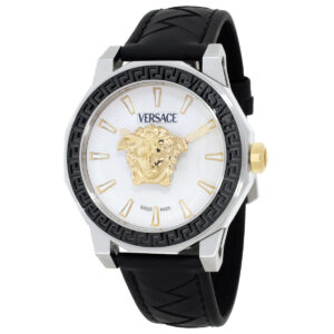 versace medusa deco quartz silver dial men's watch ve9i00124