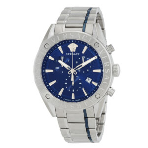 versace v chrono chronograph quartz blue dial men's watch vehb00519