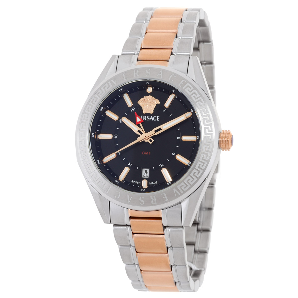 versace v code gmt quartz black dial men's watch veafa0624 versace v code gmt quartz black dial men's watch veafa0624