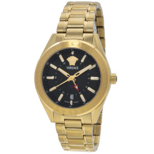versace v code gmt quartz black dial men's watch veafa0724