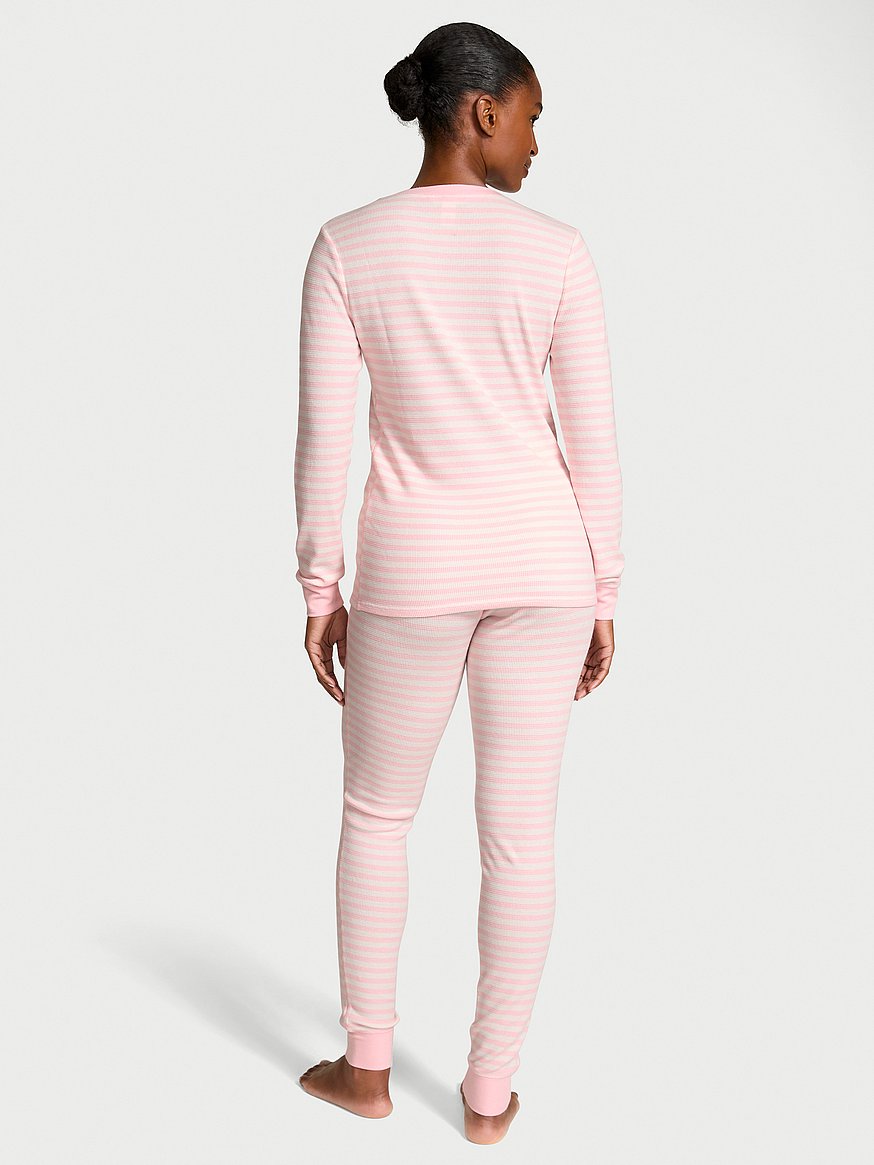 soft thermal henley long pajama set soft thermal henley long pajama set