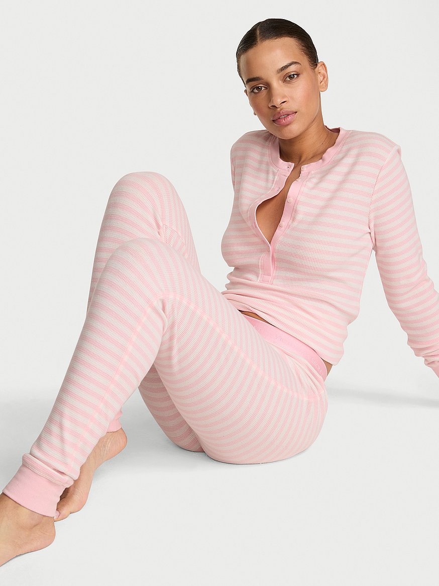soft thermal henley long pajama set soft thermal henley long pajama set