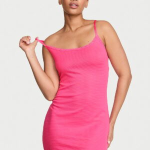 cotton shadow stripe slip dress