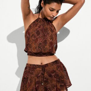 beachwear sheer crinkle flutter short