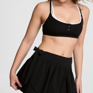 tech woven asymmetrical side tie skort