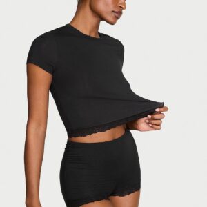 sosoft™ modal lace trim tee & shortie set