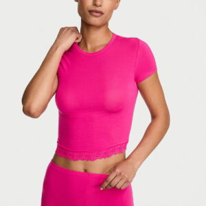 sosoft™ modal lace trim tee & shortie set