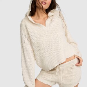 crochet v neck hoodie