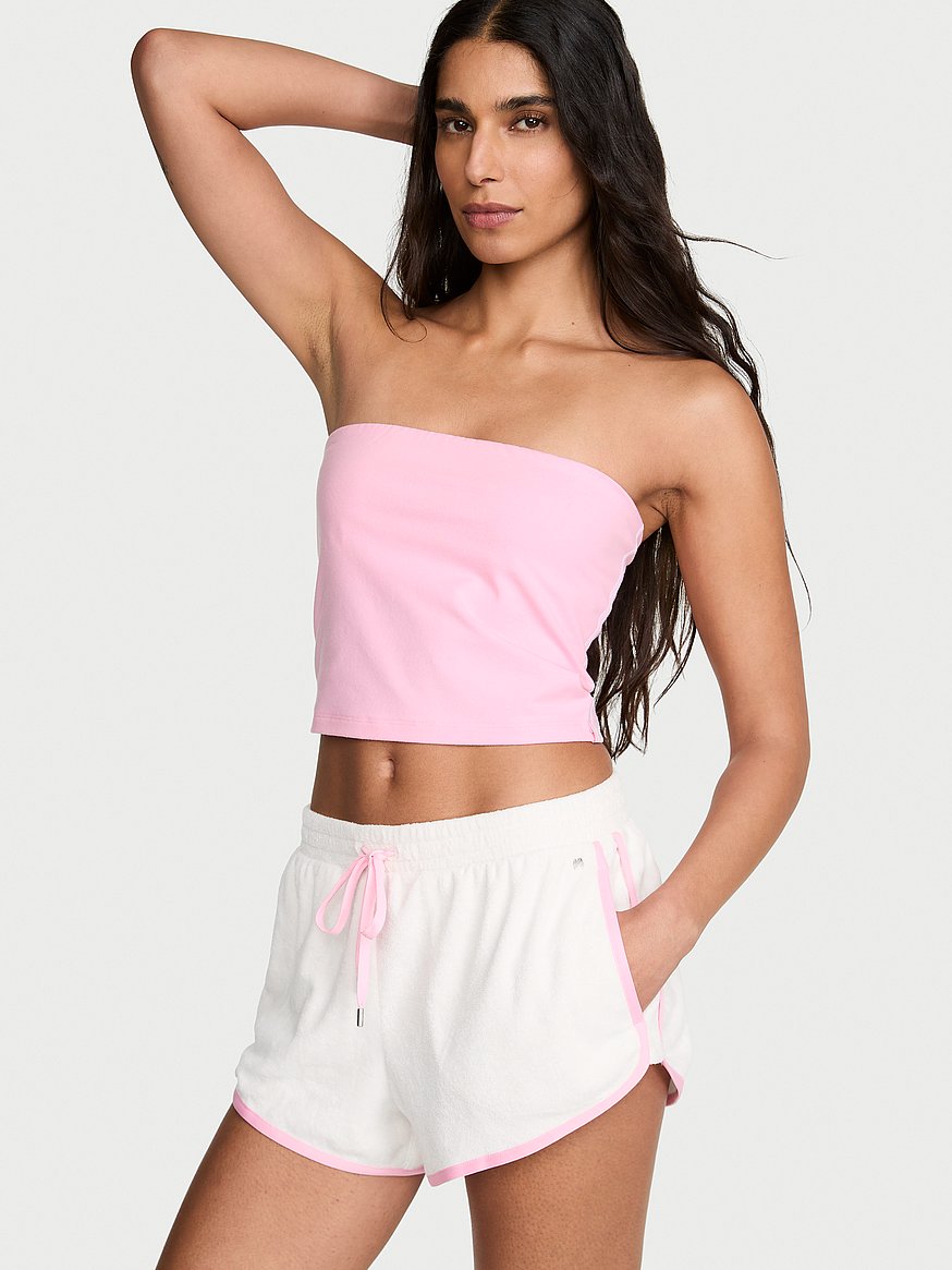 micro terry curved hem short micro terry curved hem short