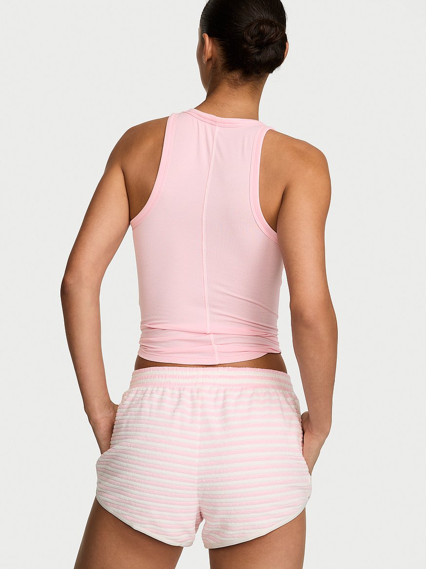 micro terry curved hem short micro terry curved hem short