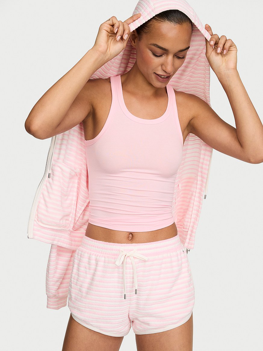 micro terry curved hem short micro terry curved hem short