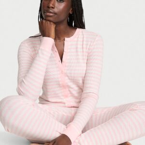soft thermal henley long onesie