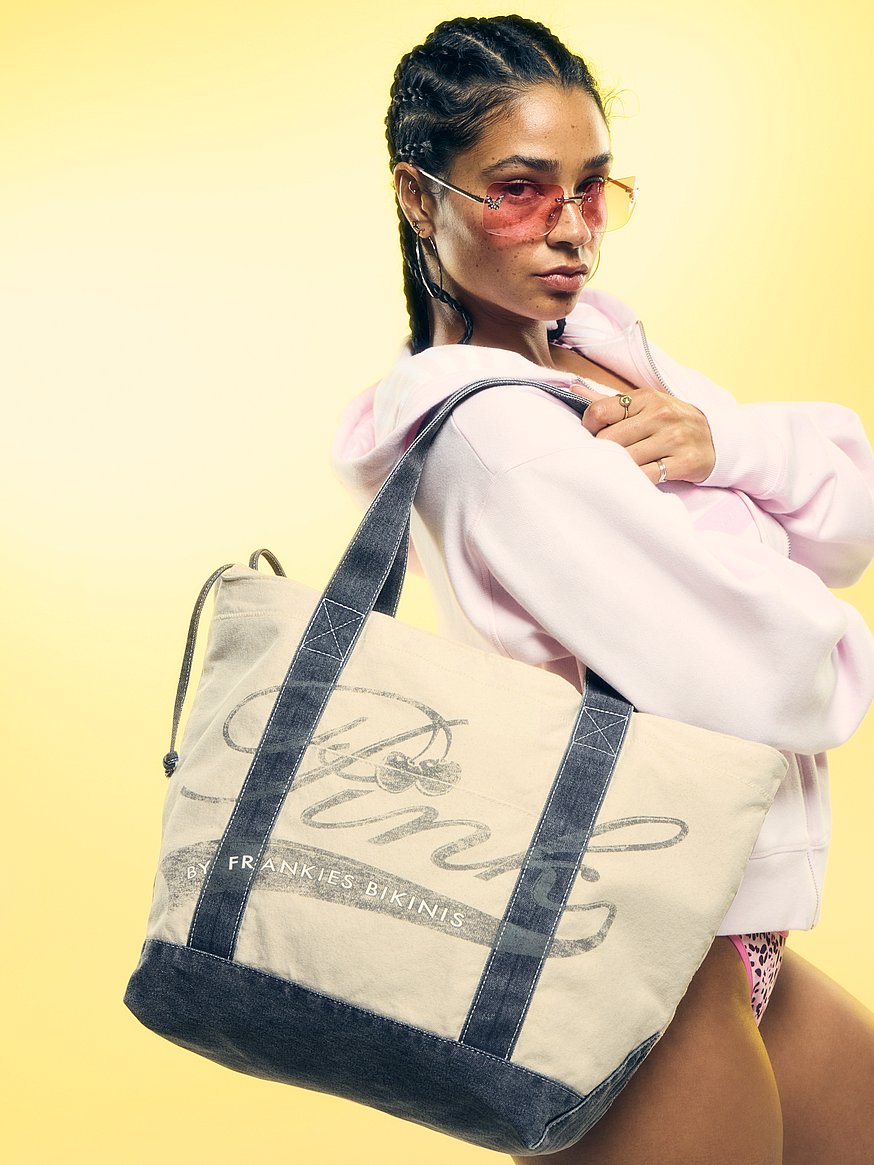pink by frankies bikinis canvas tote bag pink by frankies bikinis canvas tote bag
