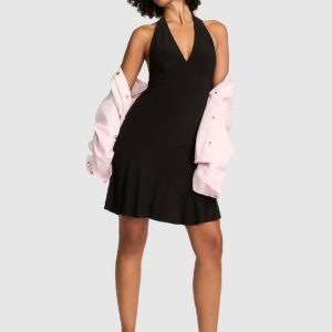 night out stretchy knit halter dress