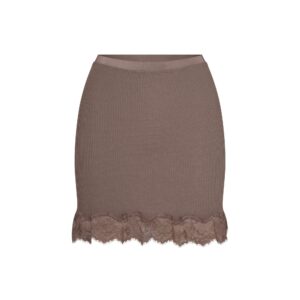 rib knit lace mini skirt