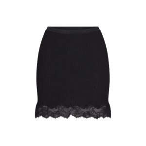 rib knit lace mini skirt