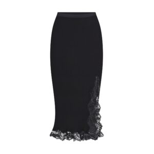 rib knit lace midi skirt