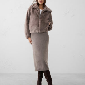 Home ribbed midi sweater skirt