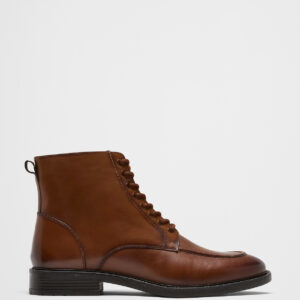 Home smooth leather moc toe boot
