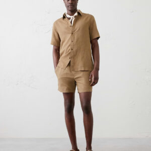 Home slim fit 5" linen blend short