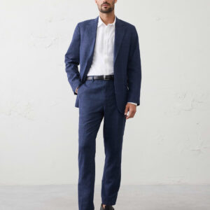 Home linen blend glen plaid suit trouser