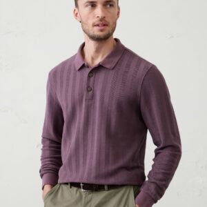 Home washed herringbone sweater polo